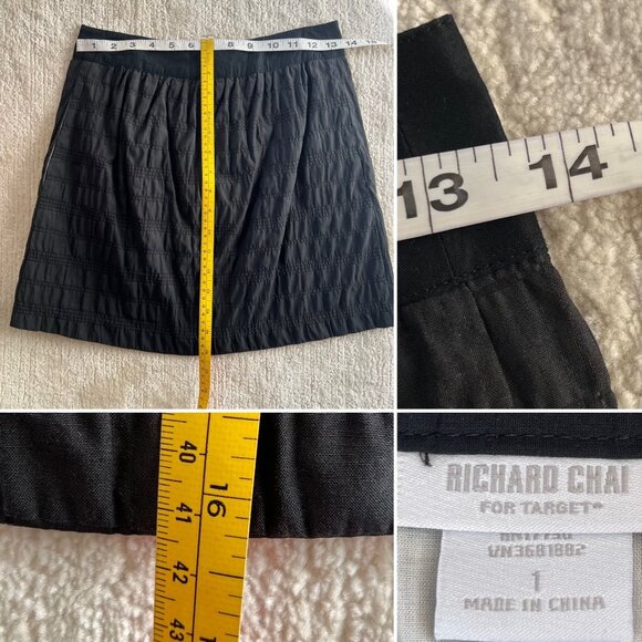 Richard Chai For Target Skirt Womens Size 1 Black Textured Mini Skirt Back Zippe - Picture 7 of 9